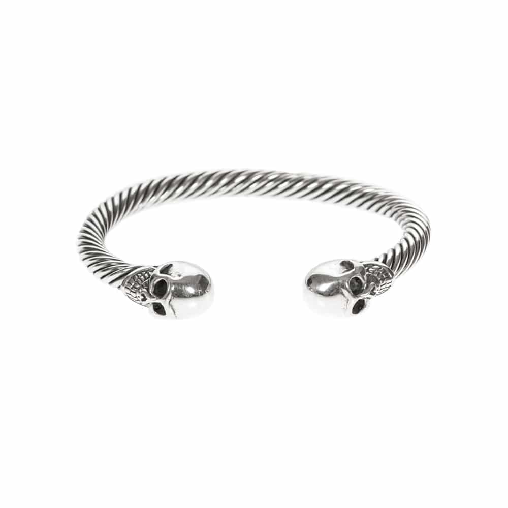 Men's silver bangle skull bracelet 3