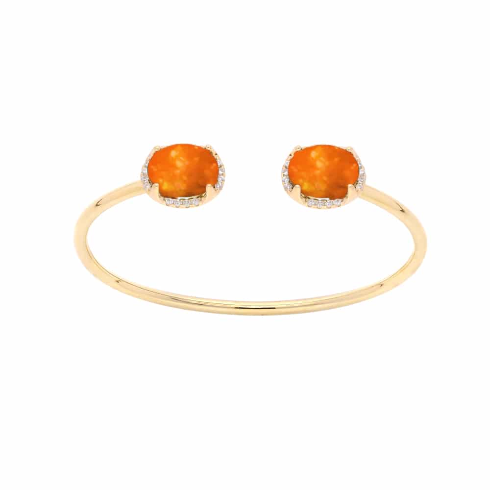 Bracelet jonc argent dore cristal orange 1