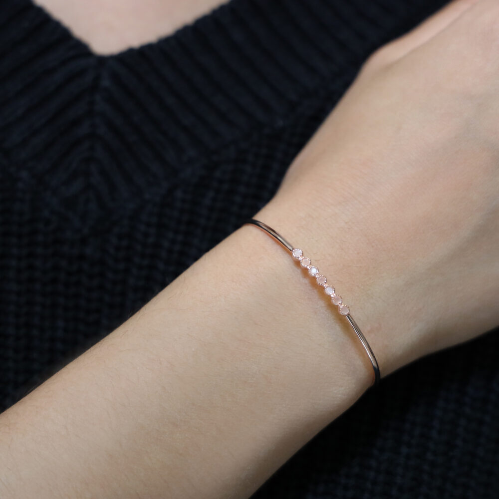 Virtue pink moonstone pink silver bangle bracelet 4