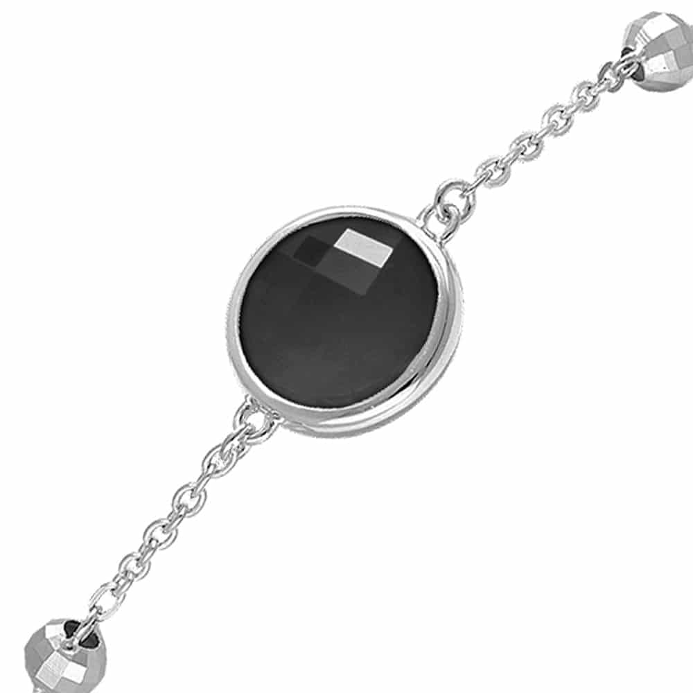 Bracelet long argent rhodié valentine cristal noir 4