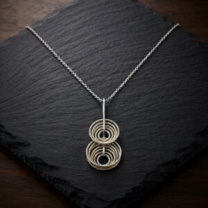 ca150bico Collier Pendentif Cercles Entrelacés Bicolore en Argent 925 Finition Diamantée 4