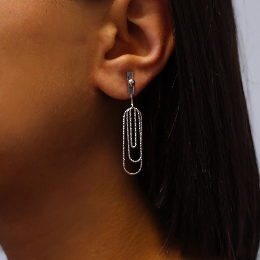 3D rhodium silver earrings 2