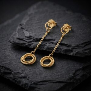 ca446gold new Boucles d'oreilles en argent doré diamanté classique 4