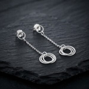 ca446rh Boucles d'oreilles en argent rhodié diamanté classique 4