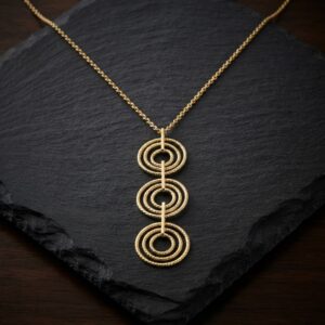 ca451gold Collier Pendentif Anneaux superposés Doré 4