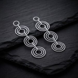 ca452argent Boucles d'Oreilles Pendantes Anneaux Superposées Rhodié diamanté 4