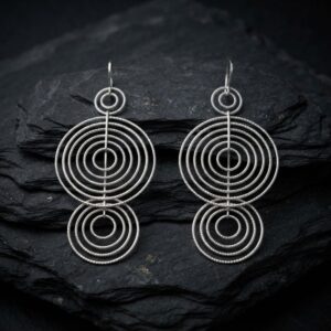 Boucles d'oreilles argent rhodié diamantées cercles énigmatiques 4