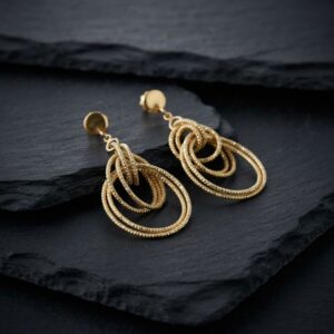 Boucles d'oreilles argent doré diamanté multi cercles 4