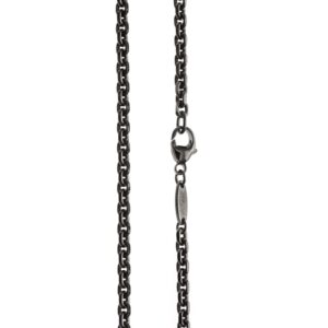 Chaine argent massif maille forçat facettée noire 4