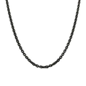 Chaine argent massif maille forçat facettée noire 3
