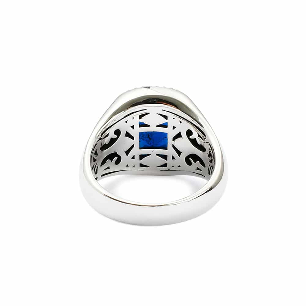 Signet ring silver man blue sapphire rider of hell 3