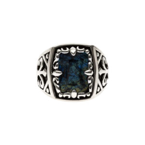 Chevalière argent homme labradorite bleu l'esprit du roi 4