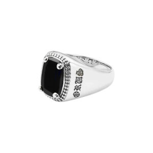 Chevalière argent homme onyx noir cavalier d'enfer 7
