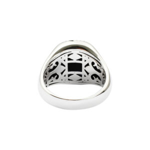 Chevalière argent homme onyx noir cavalier d'enfer 8