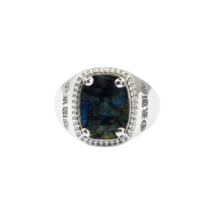 Chevalière argent homme labradorite cavalier d'enfer 4