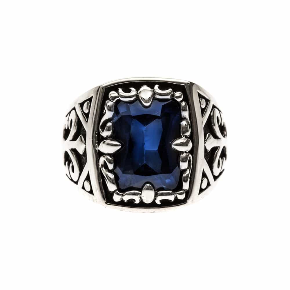 Signet ring silver man blue sapphire the spirit of the king 1