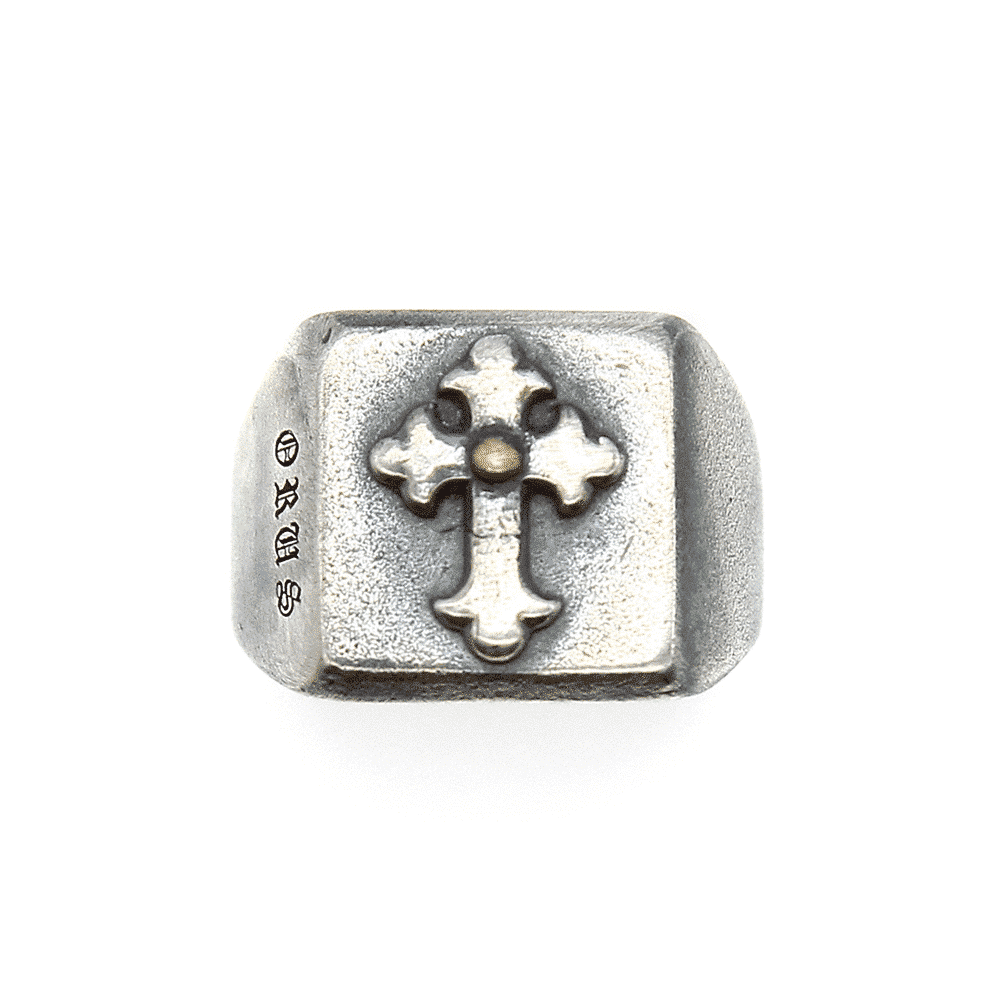 Signet ring man silver cross templar 1
