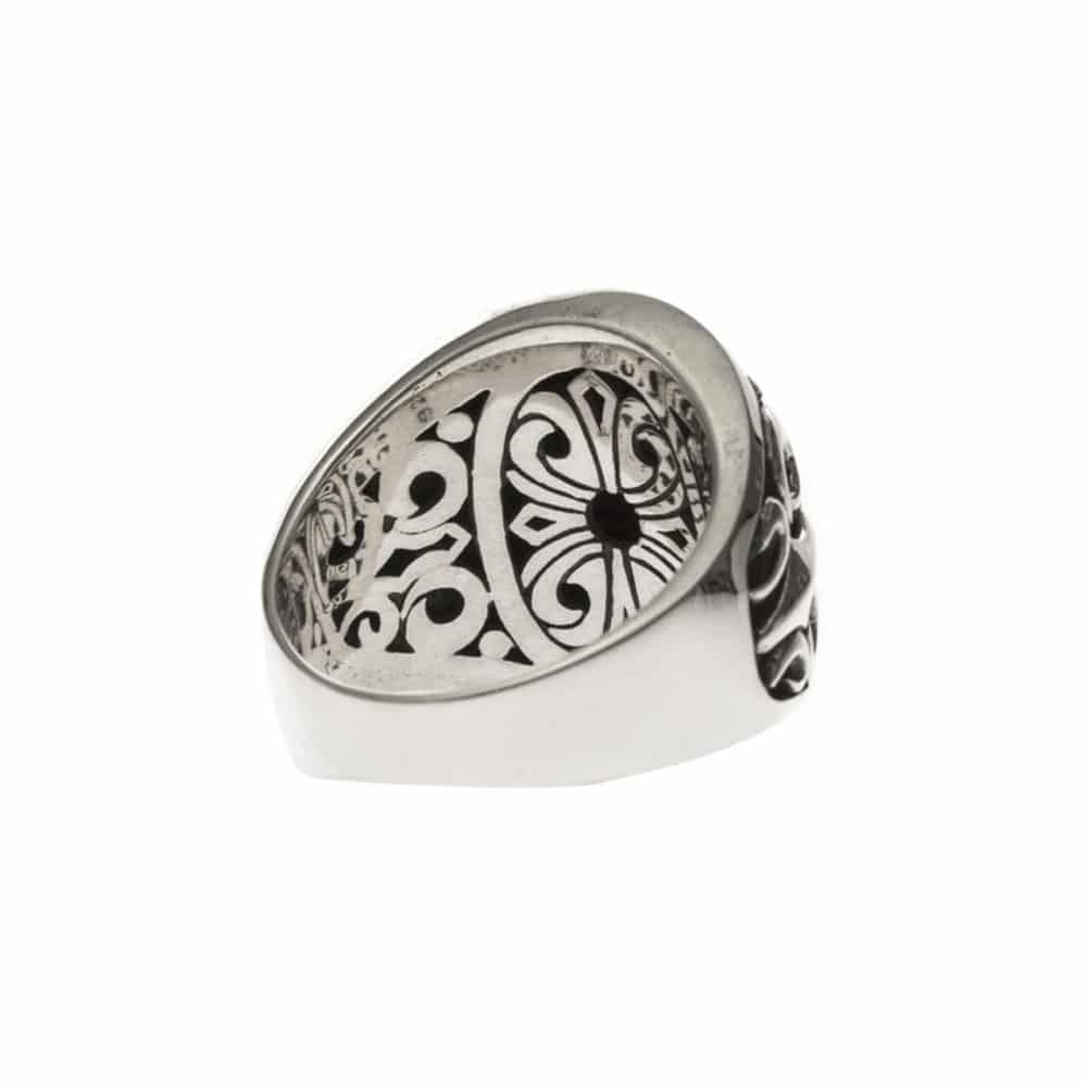 Silver red stone cross signet ring 7
