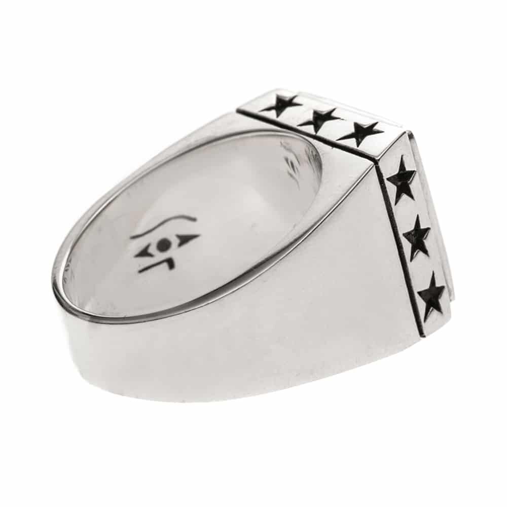Men's silver lapis star signet ring 4