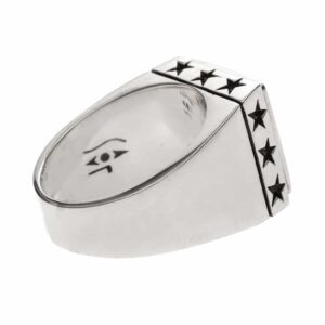 Chevalière homme étoiles lapis argent 8