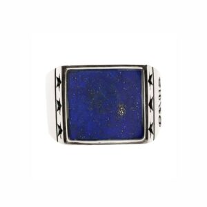 Chevalière homme étoiles lapis argent 5