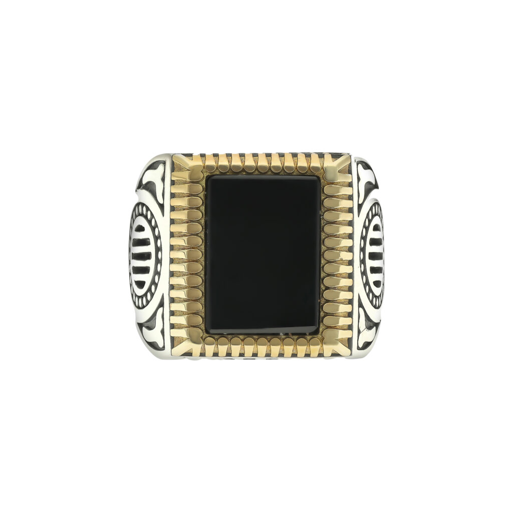 Chevalière Or 18k Agate Noire Et Diamants - Taille 40 - Neuf Avec Coffret