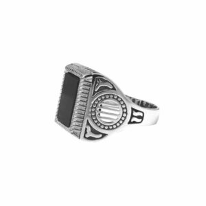 chevaliere-homme-argent-rock-love-agate-noire Chevalière homme argent rock love agate noire 6
