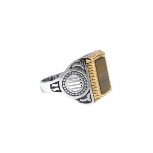 chevaliere-homme-argent-rock-love-oeil-de-tigre Chevalière homme argent rock love œil de tigre 5