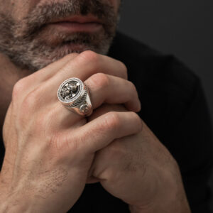 Chevalière homme argent tête jésus christ 5