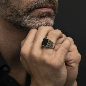Chevalière homme étoiles onyx argent 6