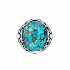 Chevalière homme royale turquoise argent 4