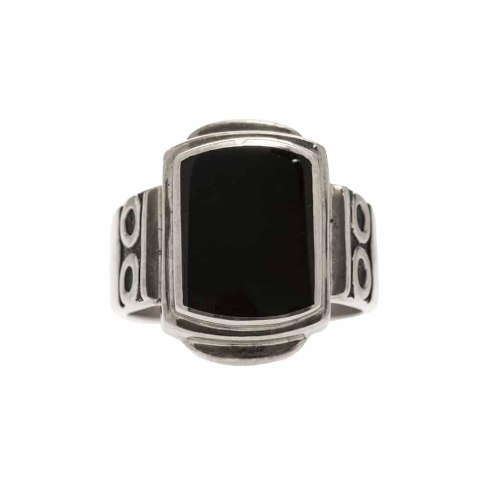 Original silver onyx men's signet ring 1