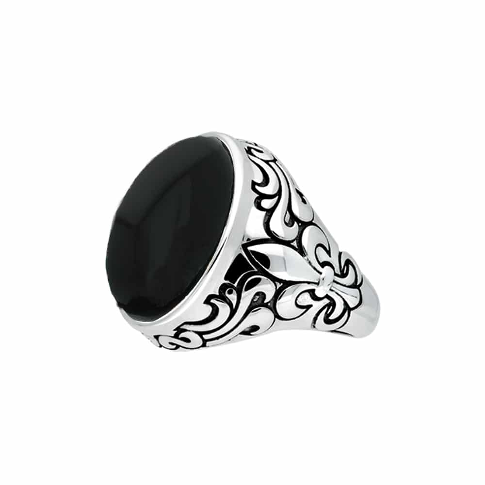 Royal silver onyx men's signet ring 3