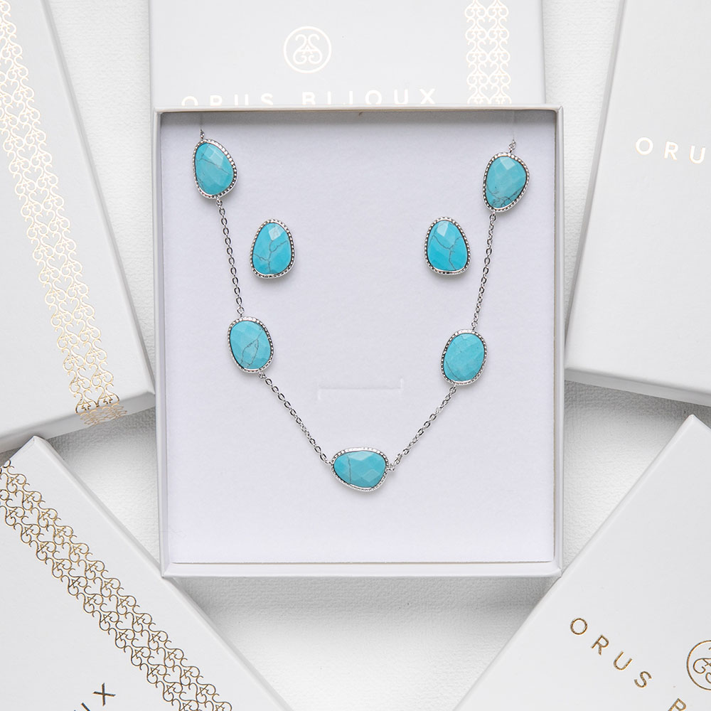 Coffret cadeaux bijoux argent femme pierres turquoise 3