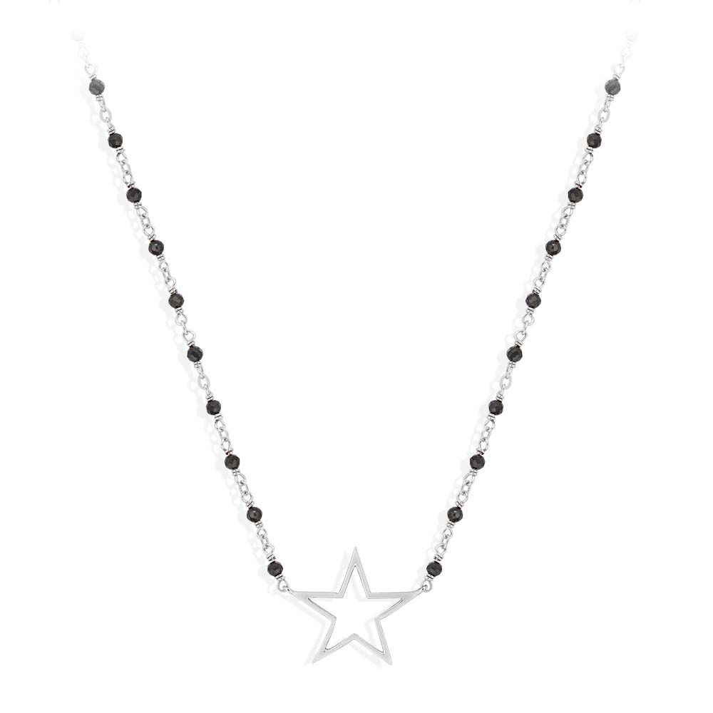 Women's rhodium-plated silver star and black spinel stone gift box 5