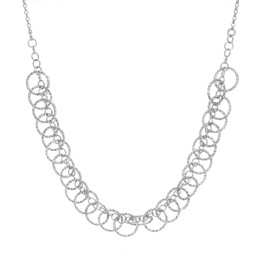 Multiple circles silver necklace 1