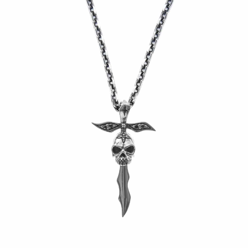 Silver skull dagger necklace 1