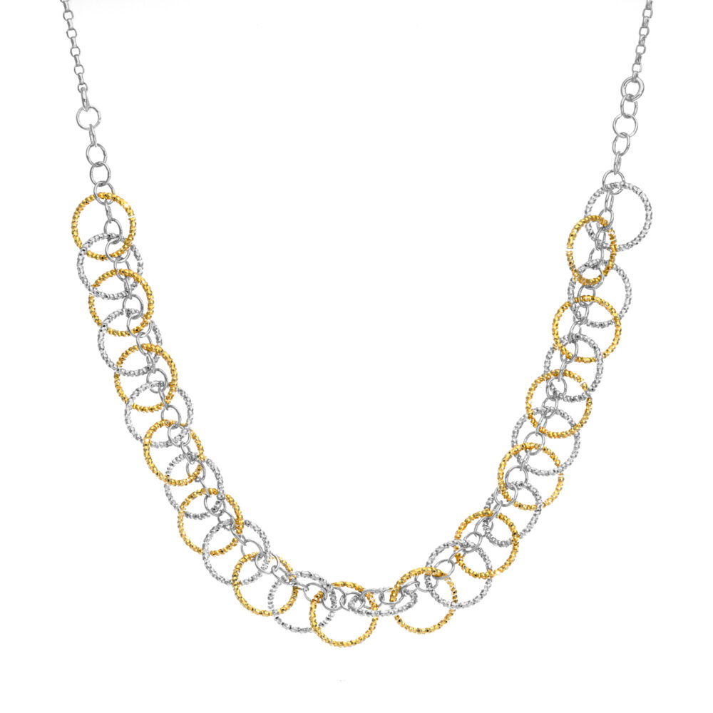Two-tone silver gilt multiple circles necklace 1