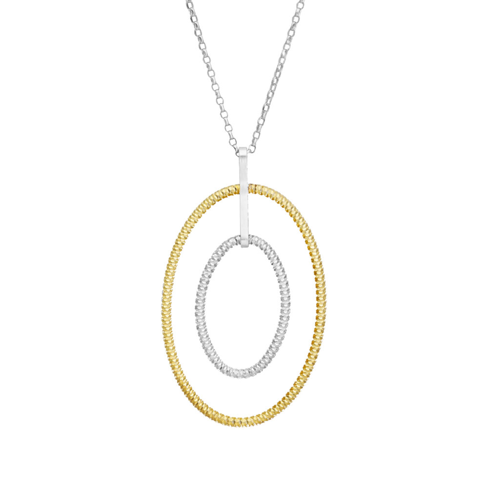 Double oval two-tone golden silver necklace 1