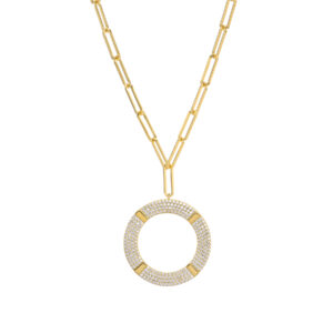 Collier argent doré cercle sertie de zirconiums blanc 4