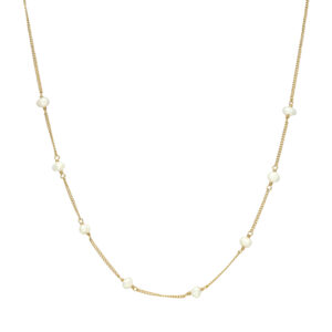 Collier argent doré chaine et perles naturelles blanches 3