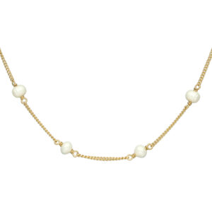Collier argent doré chaine et perles naturelles blanches 4