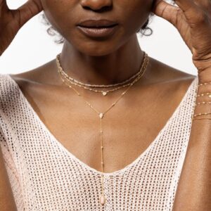 Collier argent doré cravate pierres opale rose 4