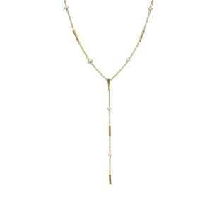 Collier argent doré cravate barrettes et perles naturelles blanches 3