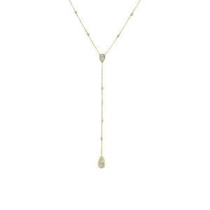 Collier argent doré cravate pierres labradorite 3