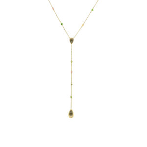 Collier argent doré cravate pierres multi tourmaline 3