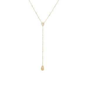 Collier argent doré cravate pierres opale rose 3