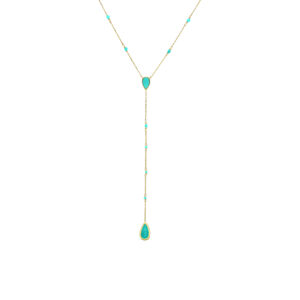Collier argent doré cravate pierres turquoise 3