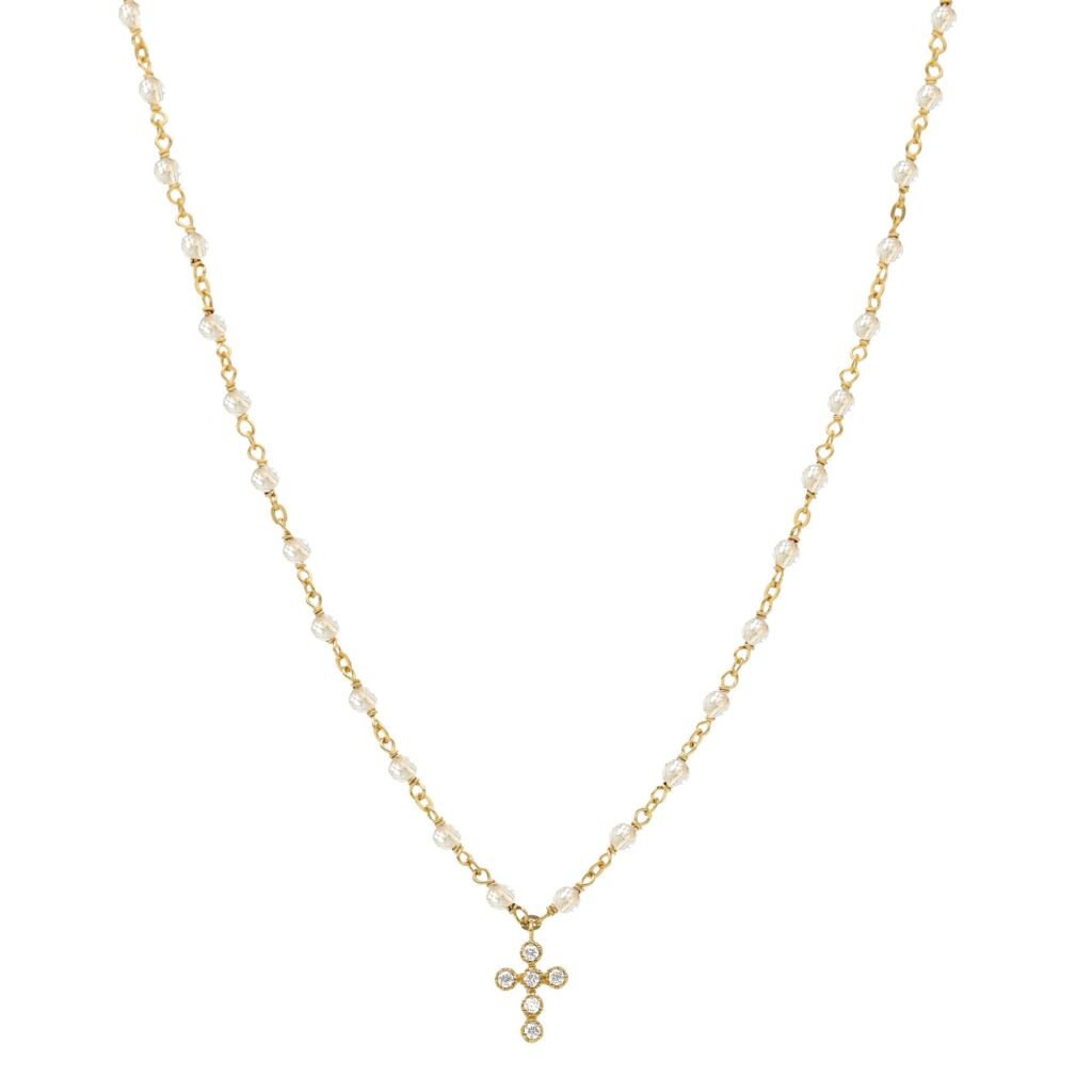 XFSRG Chaîne De Pantalon Perles Avec Pendentif Croix En Métal Doré Et