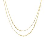 Collier De Perles Double Chaînes - Perles Imitation Cristal Blanc - Longueur 42+6 Cm - Neuf Avec Étiquettes